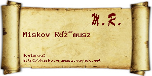 Miskov Rémusz névjegykártya